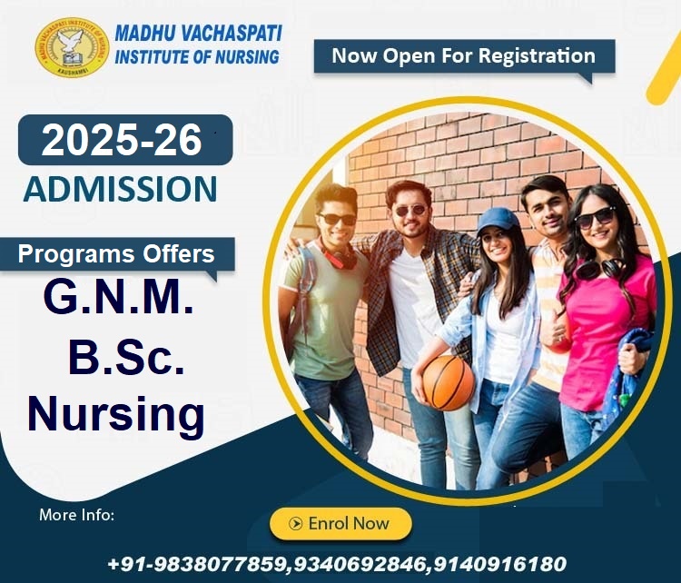 Admission for  Madhu Vachaspati insitute Of Nursing& Technology offers DIPLOMA IN PHARMACY (D.PHARMA), BACHELOR IN PHARMACY (B.PHARMA), BACHELOR IN NURSING (BSc .NURSING), Auxiliary Nursing Midwifery (ANM), General Nursing and Midwifery (GNM) Programs.